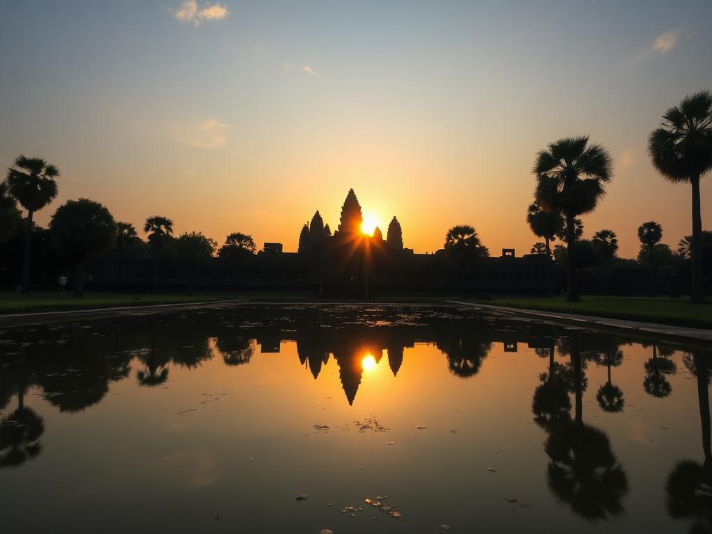 Cambodia — Angkor at sunrise, Mekong at dusk.